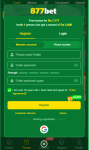 877Bet Registration